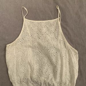 Brandy Melville white crochet lace tie open back top
